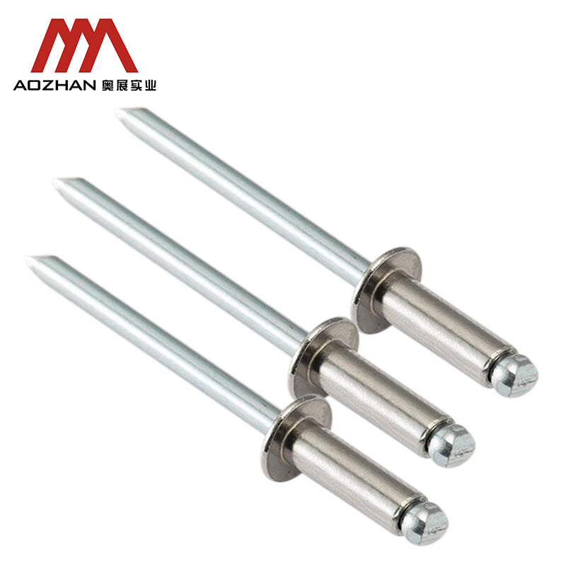 AOZHAN 304 Stainless Steel GB12618 Semi-Stainless Steel Open-Type Flat Round Head Blind Rivets GPH 3.2*7 (1500 pieces/box)