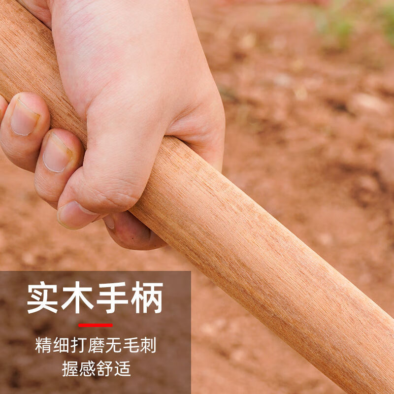 Tiger Pavilion Hoe, a powerful, forged hoe for planting vegetables, tilling, and loosening soil. A gardening tool with a 1.2-meter wide wooden handle.