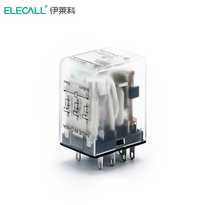 ELECALL HH53P small intermediate relay DC three open and three closed with light without base electromagnetic relay set 11 feet MY3NJ DC24V