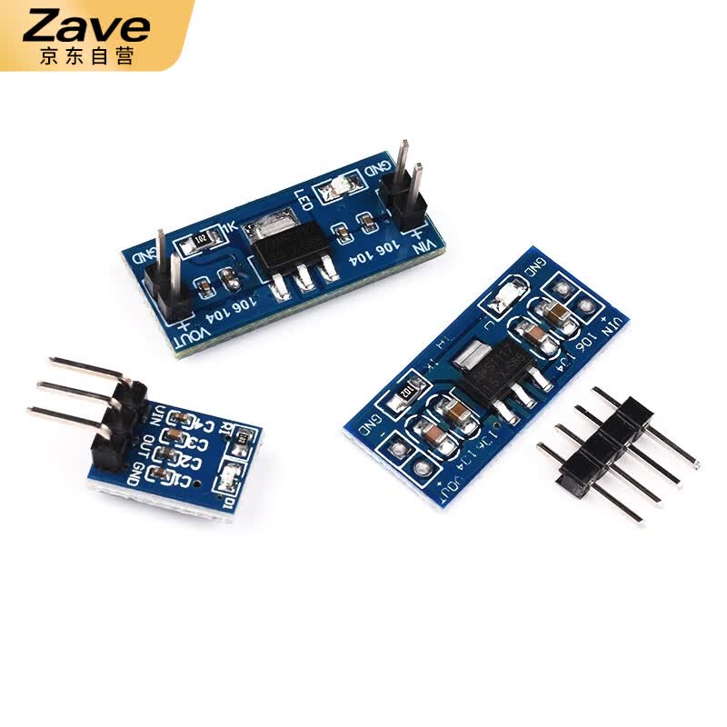 ZAVE power module step-down regulator power board pins, 5V pin headers are soldered.