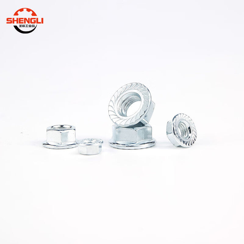 Shengli GB6177 Hexagonal Flange Nut with Washer, Spline Nut, Flange Face Locking Nut, M5 [200 pieces]