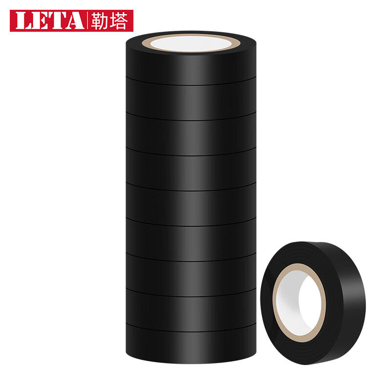 LETA 20m Black PVC Lead-Free Flame-Retardant Low-Temperature Resistant Electrical Insulating Tape, 10 rolls, LT-PPE555