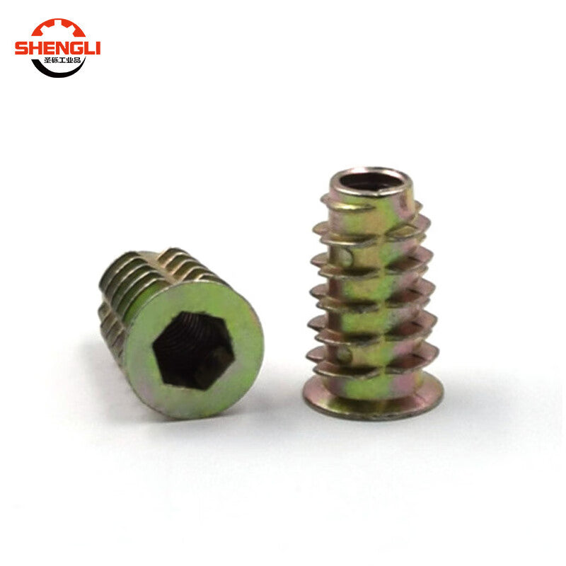 Saint-Gobain zinc alloy internal and external thread furniture nuts with median hexagonal trapezoidal nut, pre-embedded screw connector M8*25 [20 pieces]