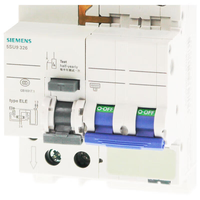 Siemens ET-5SN domestic electronic residual current protection circuit breaker 63A 2P C 6kA 30mA AC; 5SU9/SN AC 30 mA 2P 6KA C63
