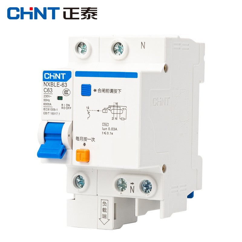 Chint (CHNT) NXBLE-63-1PN-C63-30MA-6KA small leakage protection circuit breaker leakage protection air switch