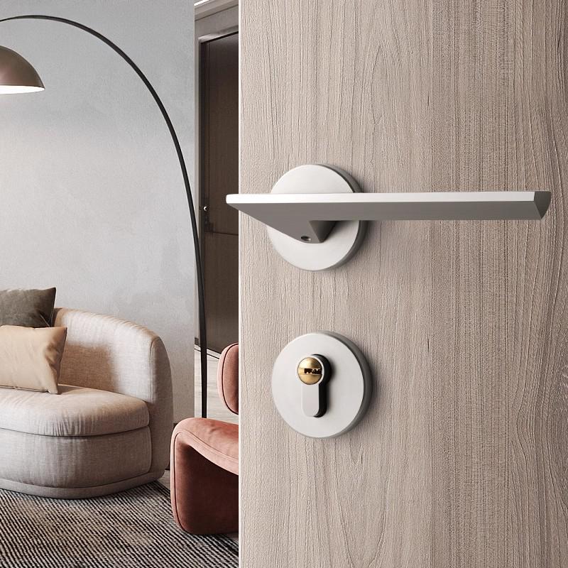 Basic interior bedroom door lock, split lock, room door lock, wooden door lock, handle door lock, gunmetal gray.