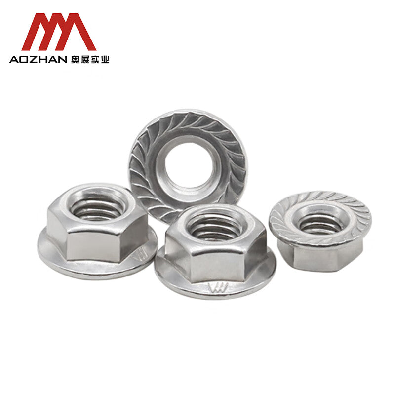 AOZHAN Industrial Co., Ltd. DIN6923 Hexagonal Flange Nuts 304 Stainless Steel with Spangled Tooth GPH M12 (200 pieces/box)
