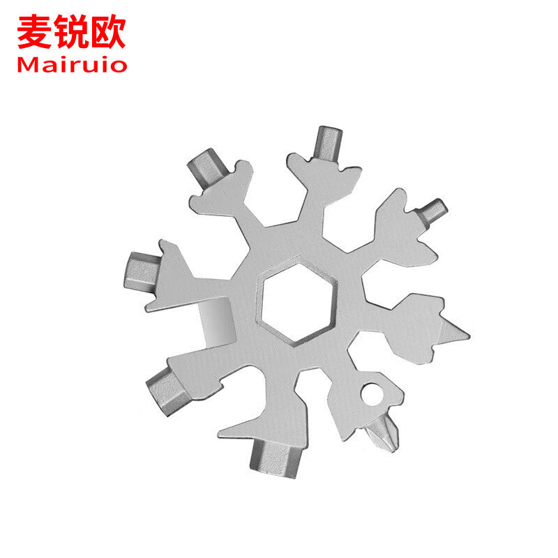 Merio Multi-functional Snowflake Wrench, Portable Bottle Opener, Package Handling Tool [19 Functions] Snowflake Wrench - Silver