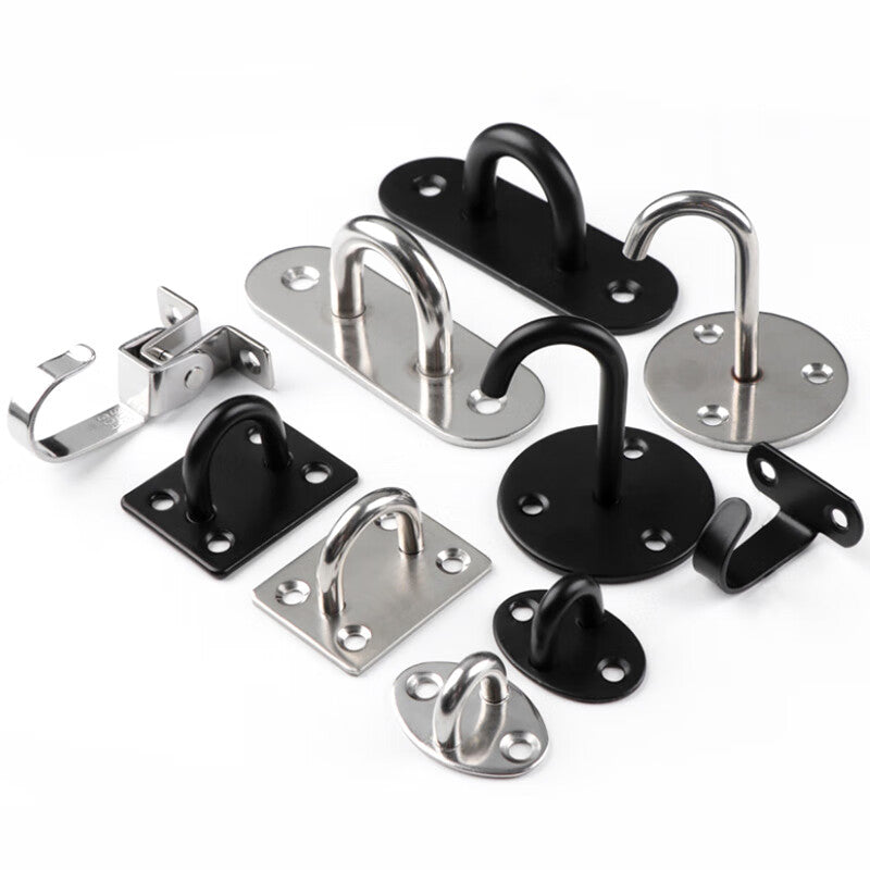 Deqi Stainless Steel Hanging Hooks, Ceiling Fan Hooks, U-Shaped Load-Bearing Fixing Hooks, Large U-Shaped Hooks (10-Piece Black)