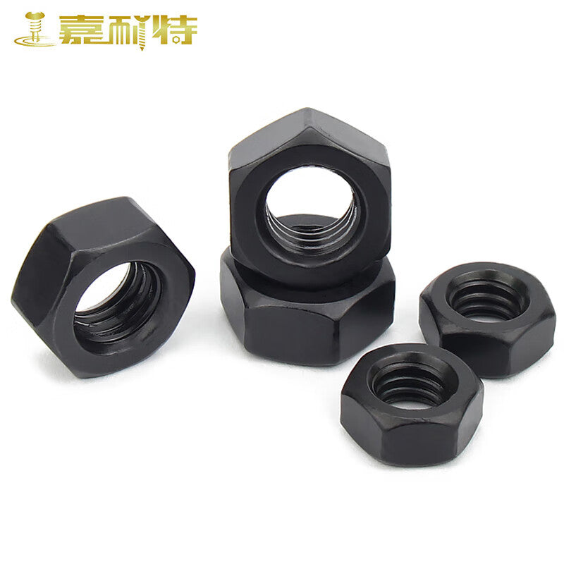 10 pieces of 12 grade high-strength hexagonal nuts, carbon steel blackened nuts, M12 (P1.75).