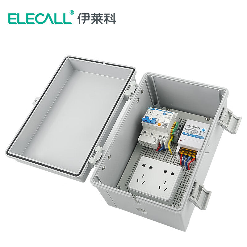 ELECALL Waterproof 10A Socket Box with Remote Control - Gray