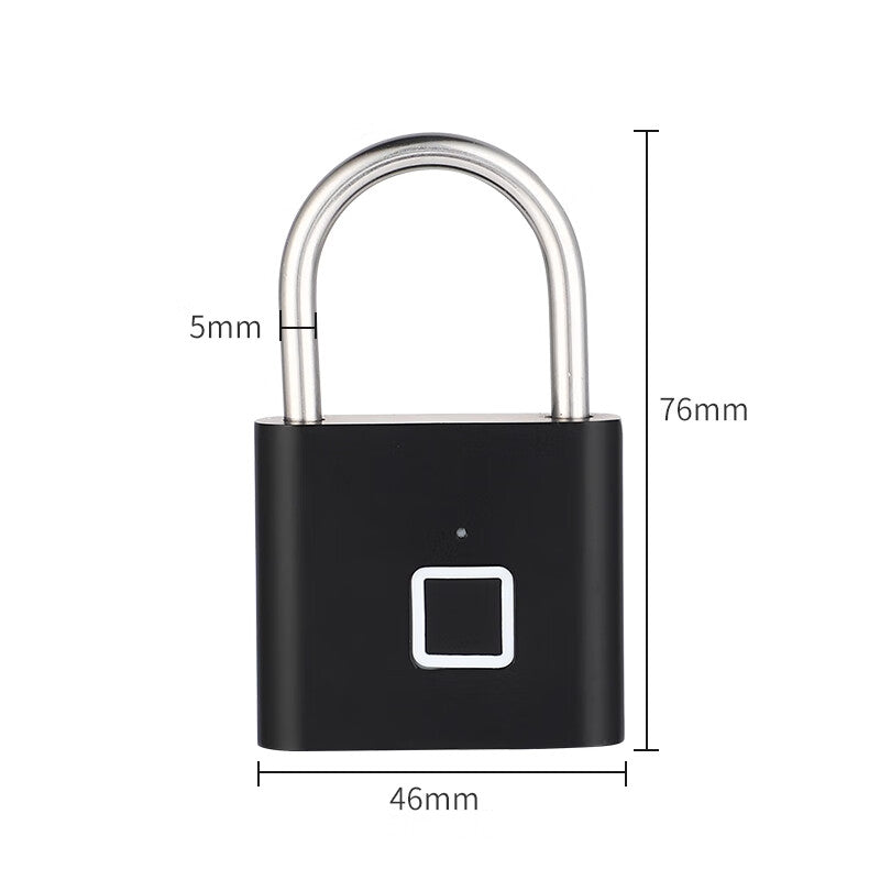 Duo Smart Fingerprint Padlock, Home Use, Electronic Small Lock, Door Anti-theft, Drawer Lock, Cabinet Lock, Matte Black