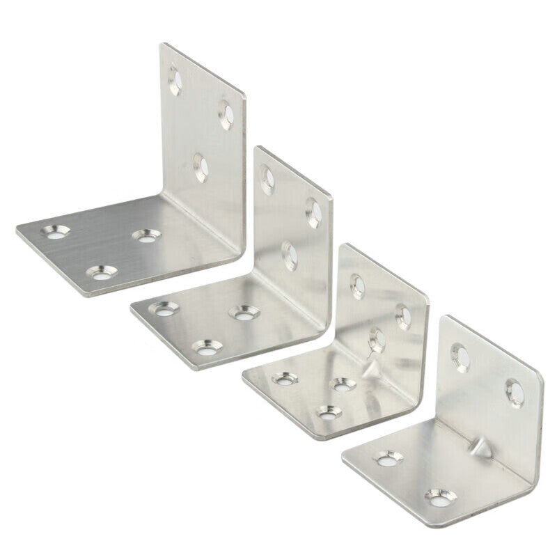 Haisdike Stainless Steel Angle Bracket, Thickened 90-degree Right Angle L-shaped Bracket, Angle Iron Bracket Fixture with Mounting Screws, 4 Holes, 30*38*1.2mm Thick (10 pieces) HKsq-271