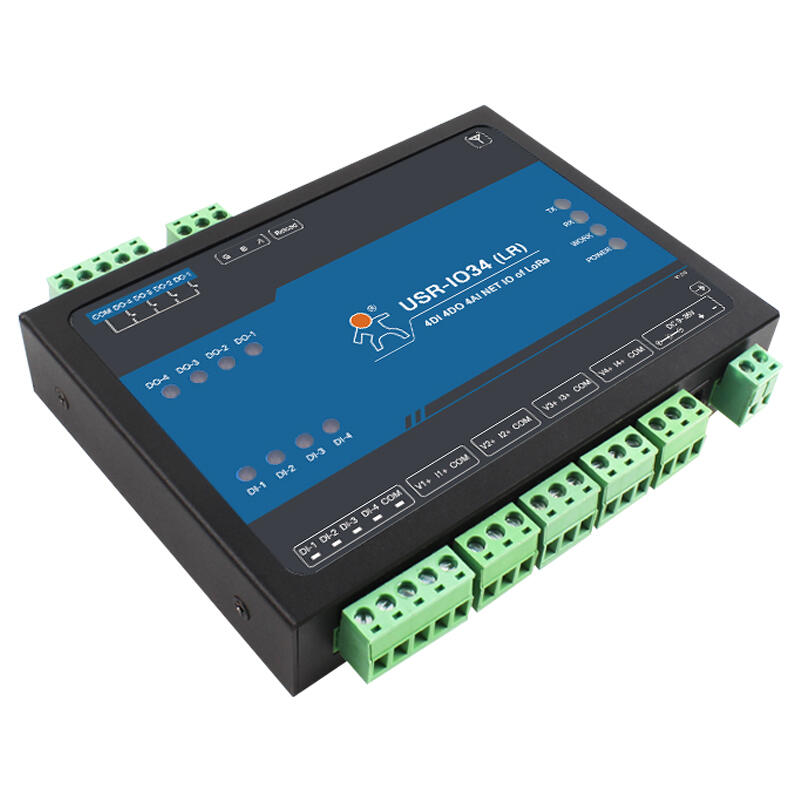 LonHand 4G network IO controller 4 input 4 output 4 analog remote/local control RS485 communication USR-IO34 LoRa version point-to-point networking