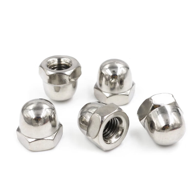 Deqi 304 Stainless Steel Cap Nut DIN1587 Decorative Screw Cap, Round Head Nut M10 (10 pieces)