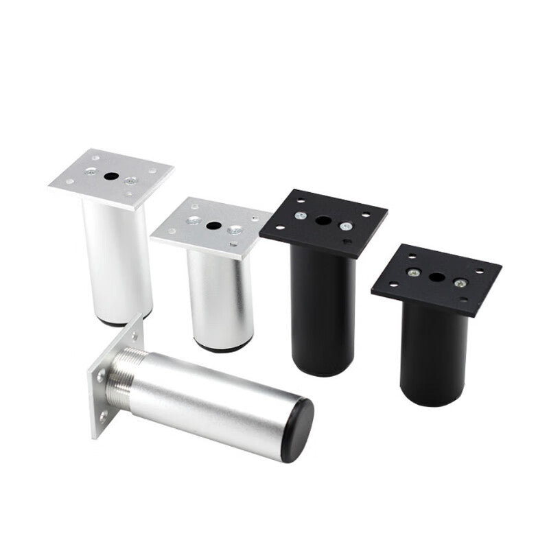 Deqi Aluminum Alloy Cabinet Leg Support, Round Adjustable Metal Furniture Table Leg, Sand Silver, 30cm
