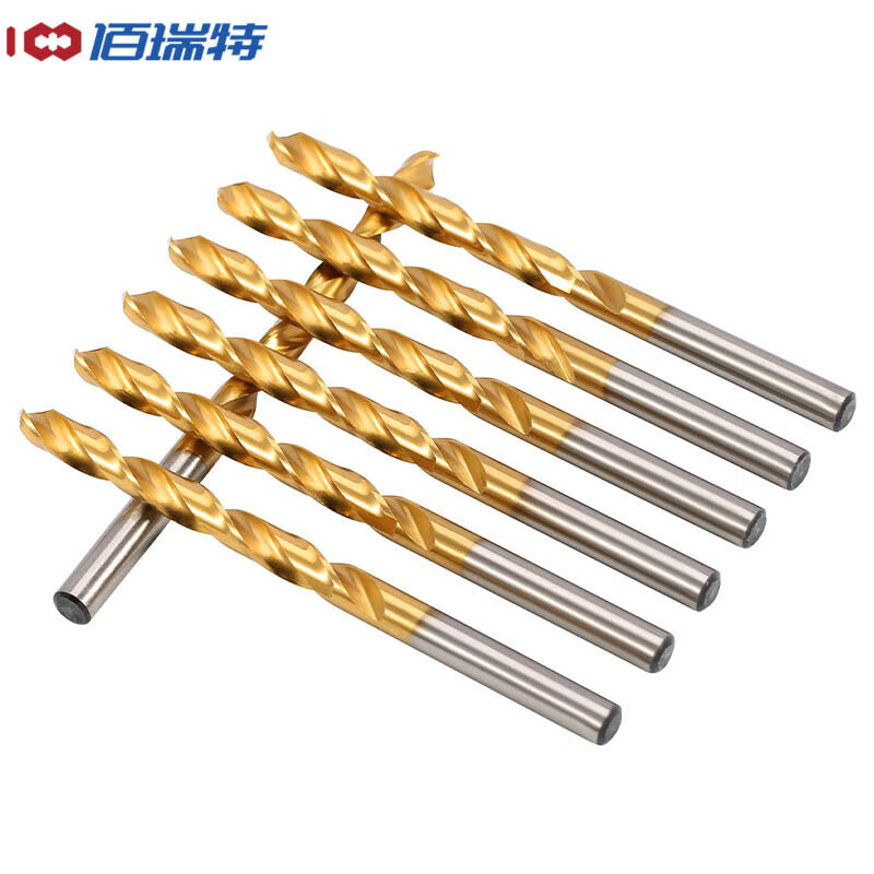 Bairuit Titanium-plated High-Speed Steel Twist Drill Bit, Straight Shank, Standard Long Aluminum Alloy Steel Drill Bit, 8mm [1 piece]