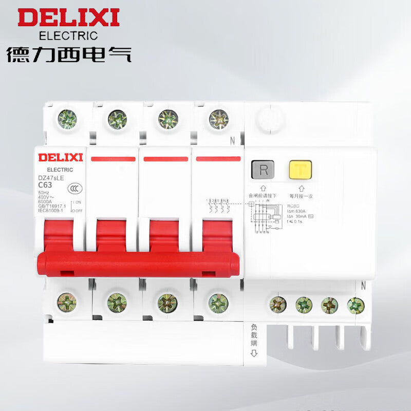 Delixi DZ47SLE 4P C 63A Leakage Protection Circuit Breaker
