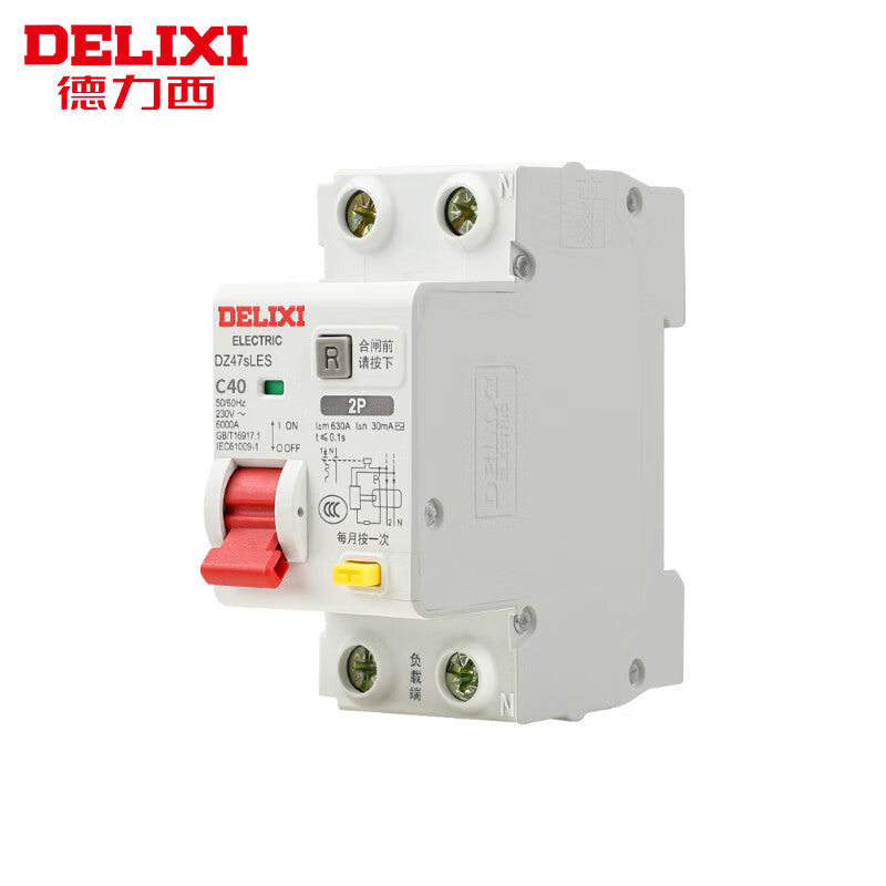 قاطع دائرة حماية التسرب صغير الحجم مطور من DELIXI ELECTRIC DZ47SLES-2P-C40-30mA-AC مفتاح هواء لحماية التسرب