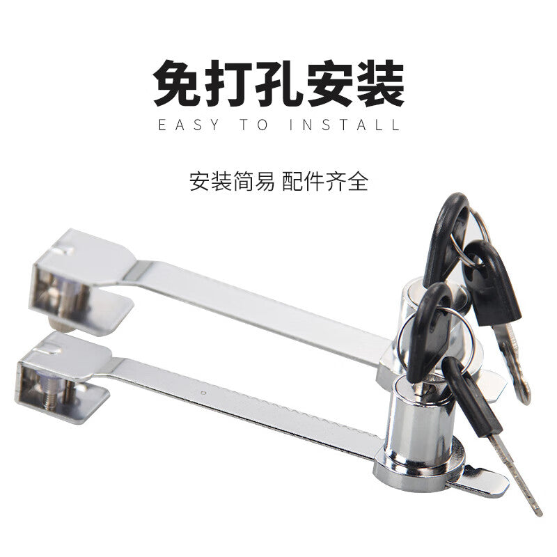 Deqi No-Drill Glass Cabinet Lock, Glass Sliding Door Serrated Lock, Display Case Glass Lock, 318 Through-Opening