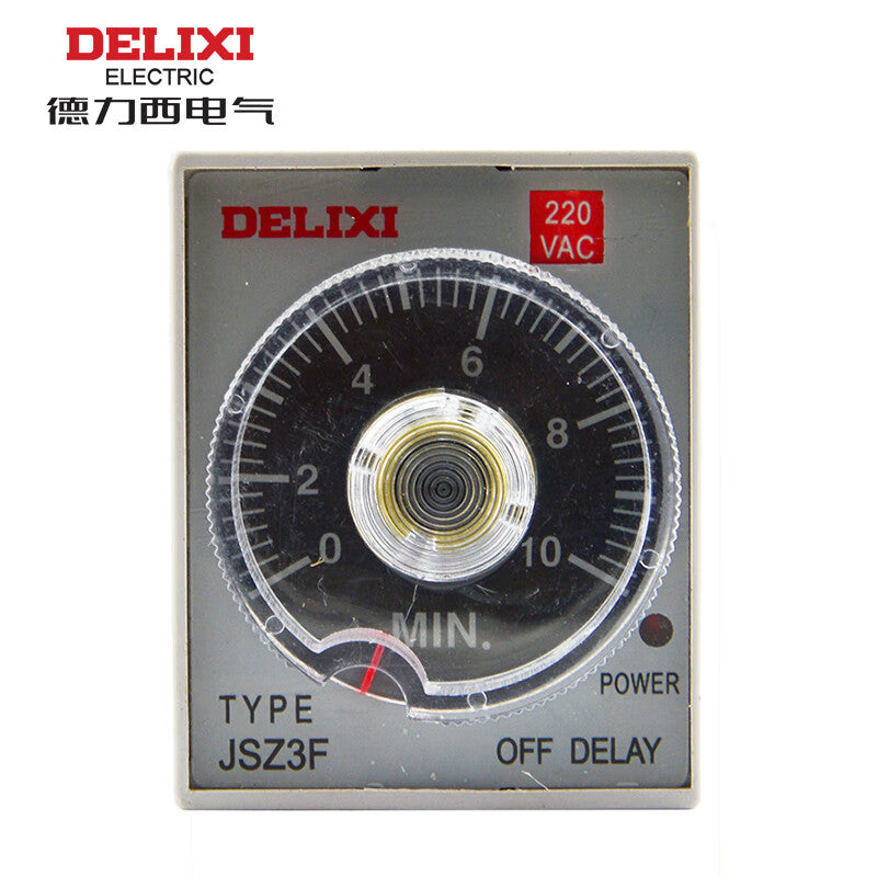 Delixi JSZ3F Time Relay 3A 220VAC 1-10min 2C/O Rail Install