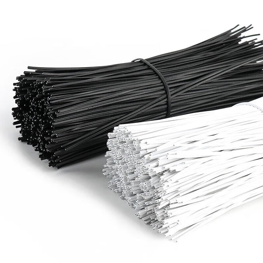 ELECALL black 20cm long electro-galvanized plastic-coated iron wire cable tie for optical cables and grapevine trellises, flat type.