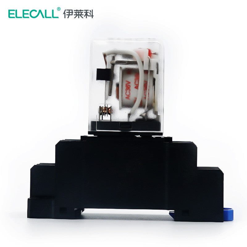 ELECALL HH52P small intermediate relay AC two open and two closed with light and base electromagnetic relay set 8 feet MY2NJ AC36V