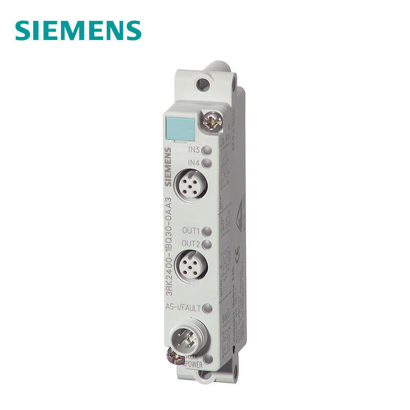 Siemens digital AS-i compact module K20A/B slave, 2DI/2DQ, IP67 2x input, 2x output, 1A24VDC all outputs maximum 1A 2 M12 interfaces, Y distribution; 3RK24001BQ300AA3
