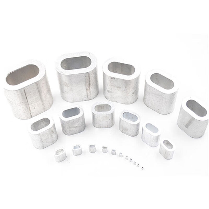 Jin Gu Lao Single Hole Aluminum Sleeve, Steel Wire Rope Single Hole Oval Aluminum Sleeve, Round Aluminum Sleeve Lock, 5mm (50 pieces) KZS-1155