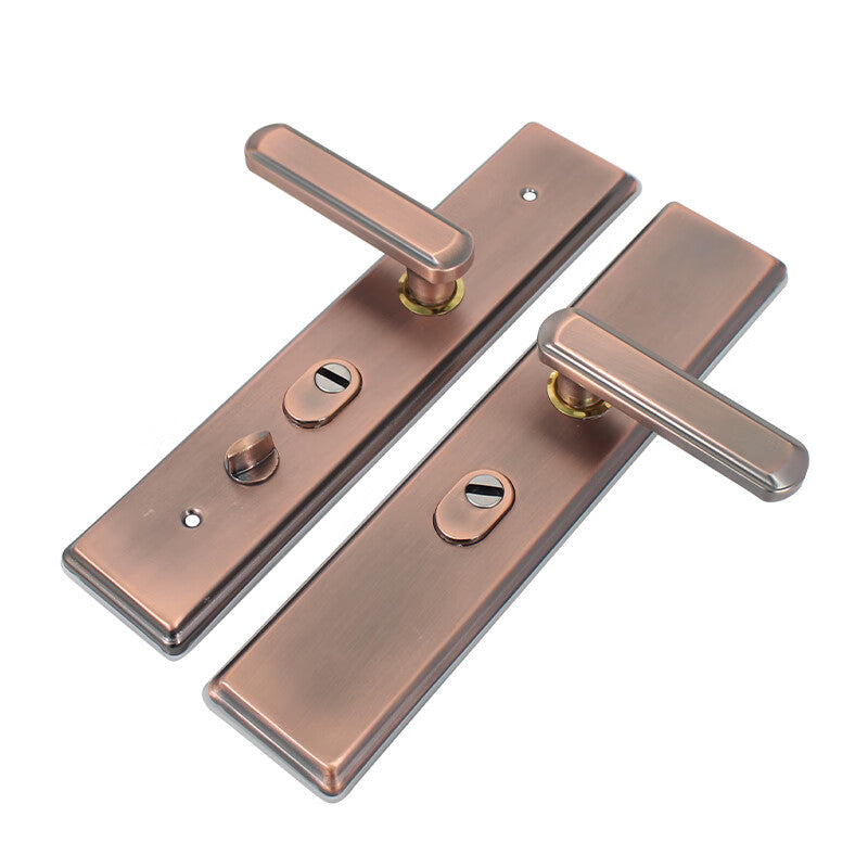 Basic door handles, security door lock handles, anti-pry entrance door handles, red antique (lock body and cylinder not included).