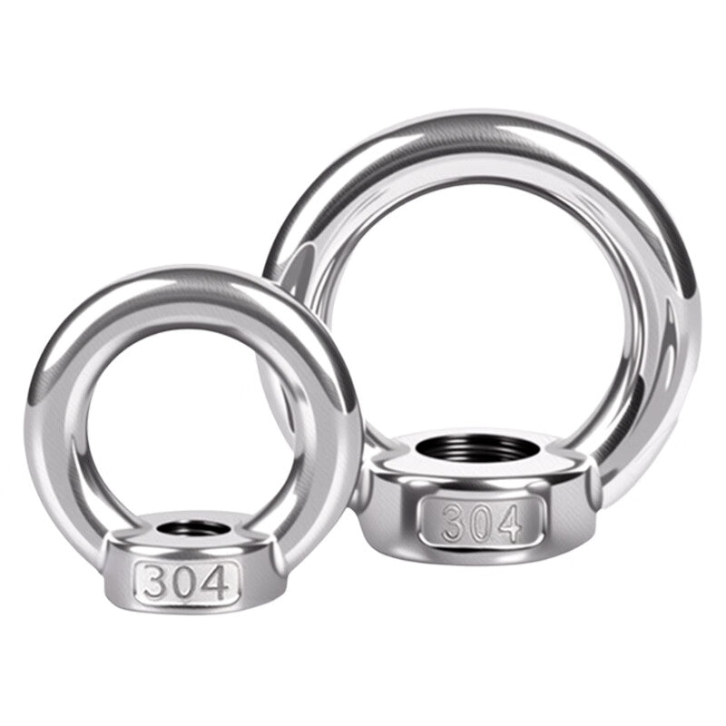 Yonglishang 304 Stainless Steel Ring Eye Nut, Round Nut, Marine Bolt, Round Nut M12 (2 pieces)