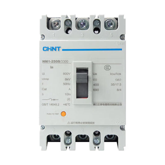 Chint Electric NM1 plastic case distribution protection circuit breaker; NM1-250S/3300 225A G