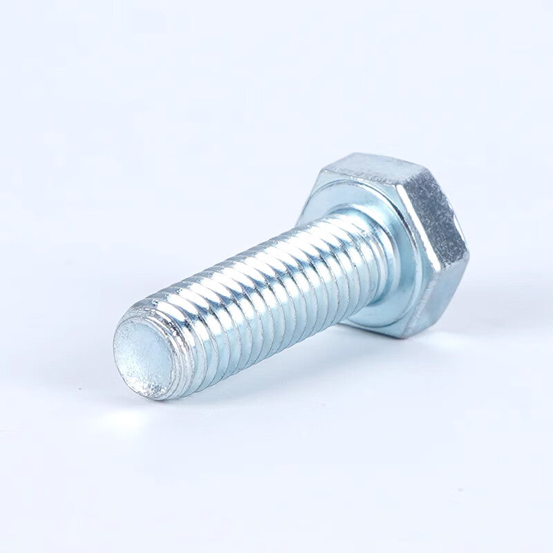 Deqi Blue and White Zinc Hex Head Bolts, Flat Spring Washer Nuts, Full Thread Four-Piece Combination Screws, Blue and White Zinc Hex Head Bolts M5*10 (30 pieces)