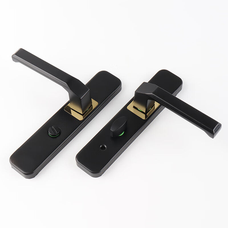 Deqi Indoor Bathroom Door Lock, Bathroom Door Handle, Keyless Lockable Single Latch Lever Handle Lock, Single Latch - Black Lever Handle (Lock housing optional, size 35/40). Please specify lock housing when ordering.