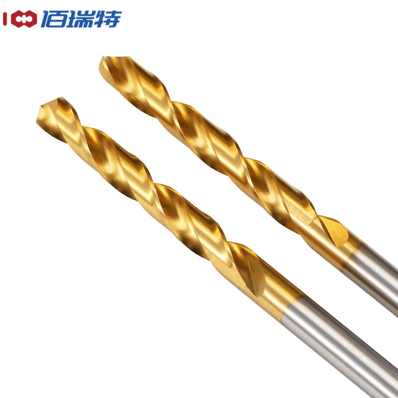 Bairuit Titanium-plated High-Speed Steel Twist Drill Bit, Straight Shank, Standard Long Aluminum Alloy Steel Drill Bit, 8mm [1 piece]