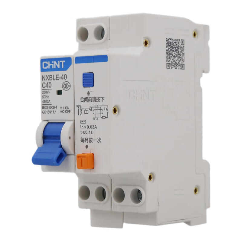 Chint residual current operated circuit breaker; NXBLE-40 1P+N C40 0.03A 4.5kA