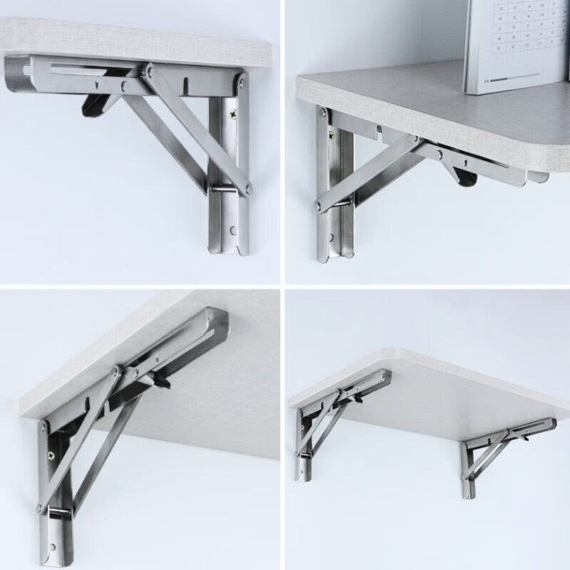 Deqi Stainless Steel Foldable Shelf Bracket, Triangular Storage Rack Bracket, 12-inch Stainless Steel (2 pieces)