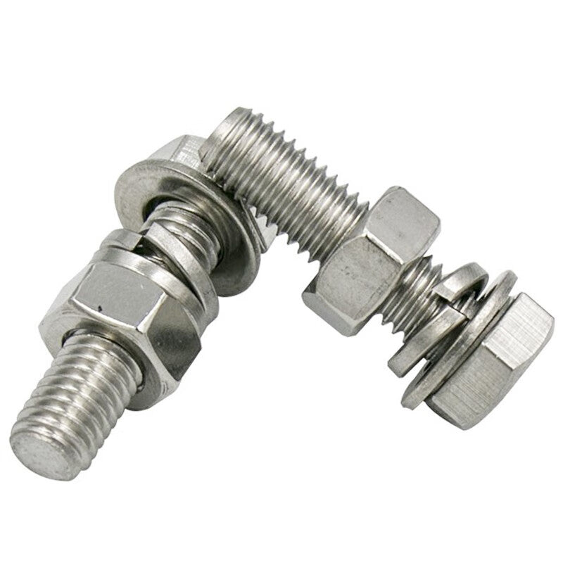 Juwei 304 Stainless Steel Hex Head Screws, Four-Piece Set, Combination Nuts, Flat Washers, Spring Washers DIN933 M4*20 (100 sets) JG1080-8