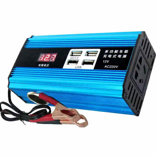 Ouhuayuan 12V/24V Universal to AC 220V Multifunctional Rechargeable Inverter Converter/Boost Converter with Aluminum Shell - 500W Car Inverter 12V/24V Universal Clip