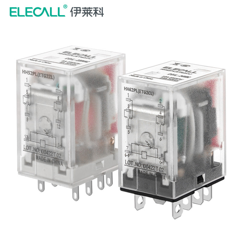 ELECALL relay upgraded intermediate relay wide feet HH62PL-ETG2CL current 10A coil voltage DC24v 8 feet (with light without base)