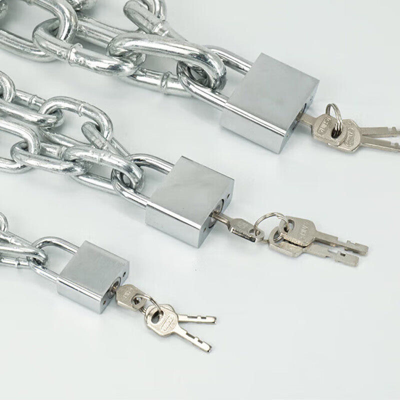 Jin Gu Lao chain lock, anti-theft chain lock for gates, warehouses, motorcycles, and electric bicycles, M10, 1 meter long + 50mm electroplated lock.