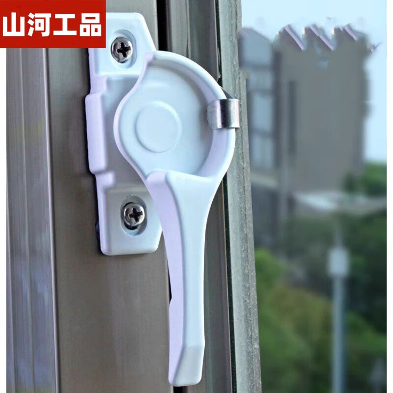 Shanhe Industrial Products 828 Window Lock, Plastic Steel Window Sliding Door Crescent Lock, Locking Buckle, Old-fashioned Sliding Door Lock, Right Crescent + Long Hook