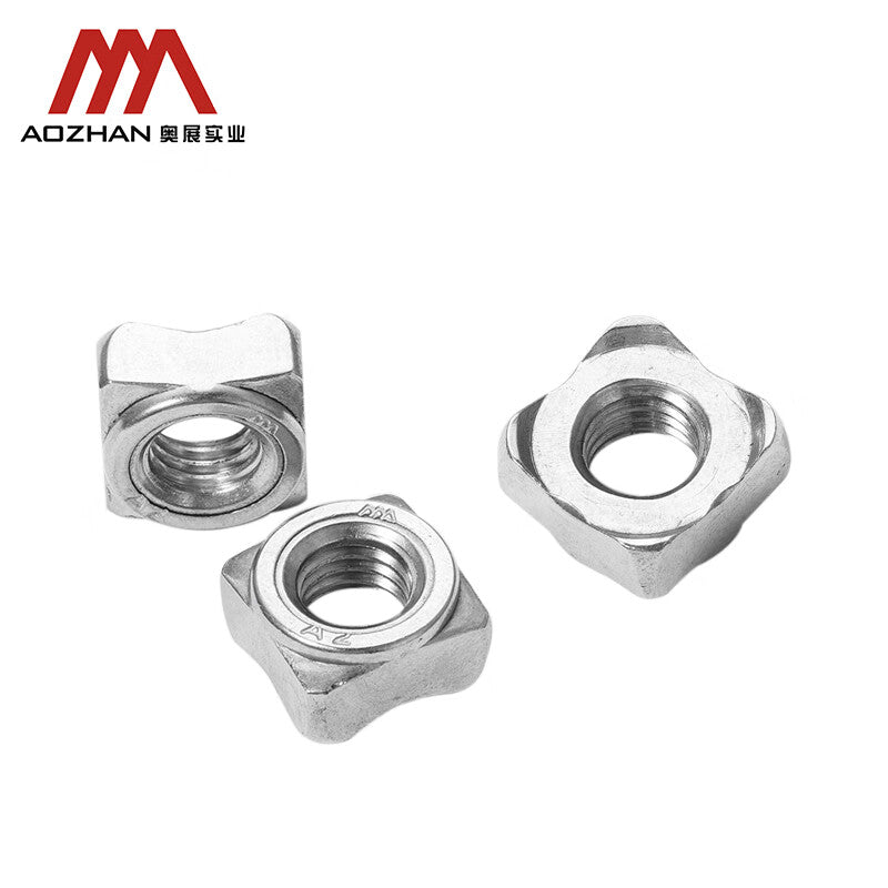 AOZHAN DIN928-304 Stainless Steel Four-Corner Welding Nuts, Square Spot Welding Nuts GPH M8 (700 pieces/box)