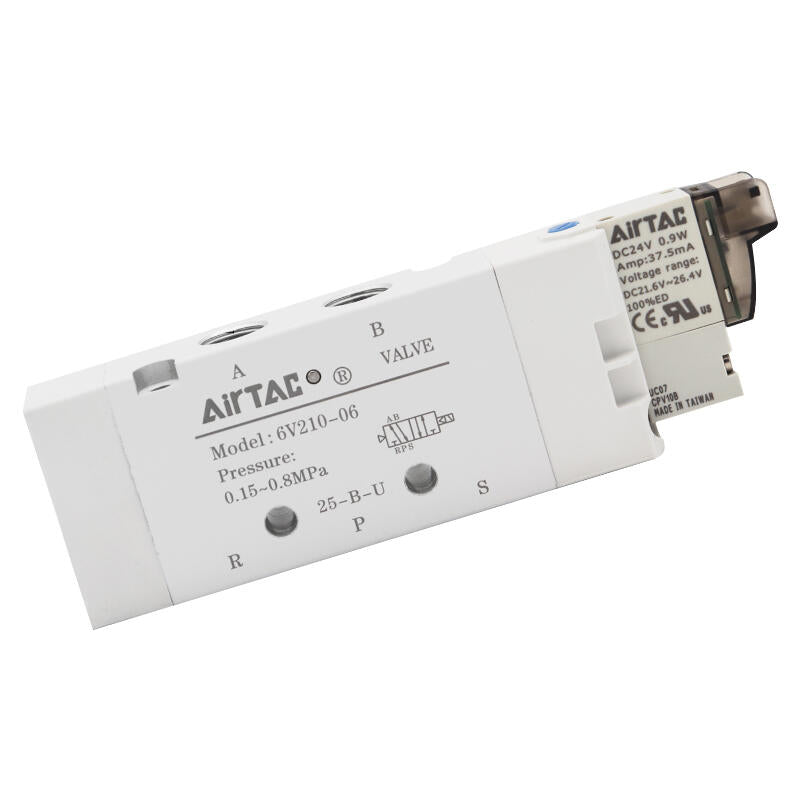 AirTAC 6V series 2-position 5-way solenoid valve, single solenoid, voltage AC220V; 6V110M5A050