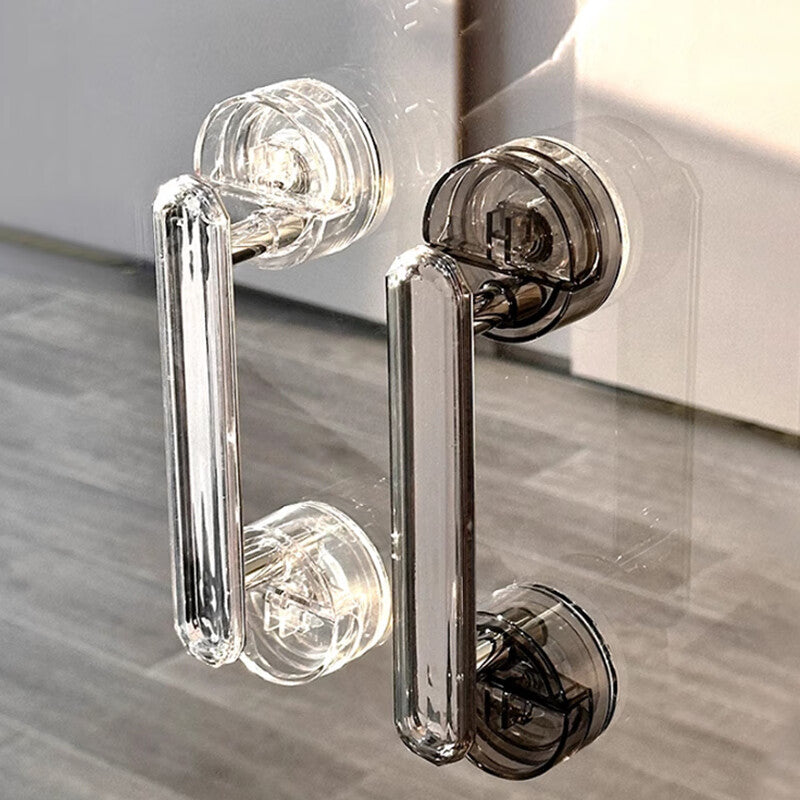 Deqi Suction Cup Diamond Door Handle, Glass Door Handle, No-Drill Sliding Door and Window Handle [Transparent Silver, 1 piece]