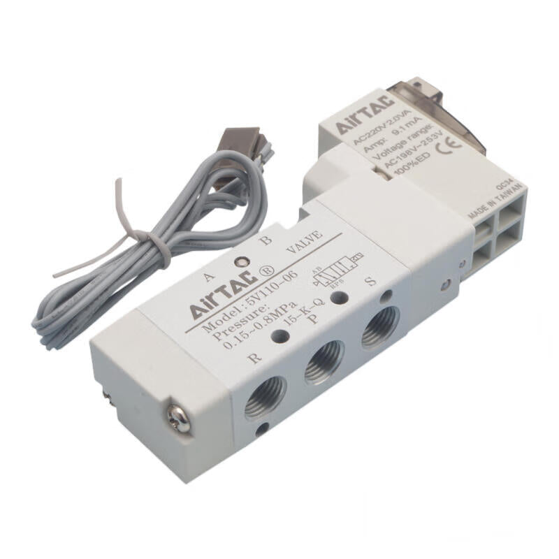 AirTAC internal pilot solenoid valve, 2-position 5-way, single solenoid, DIN socket; 5V11006A050