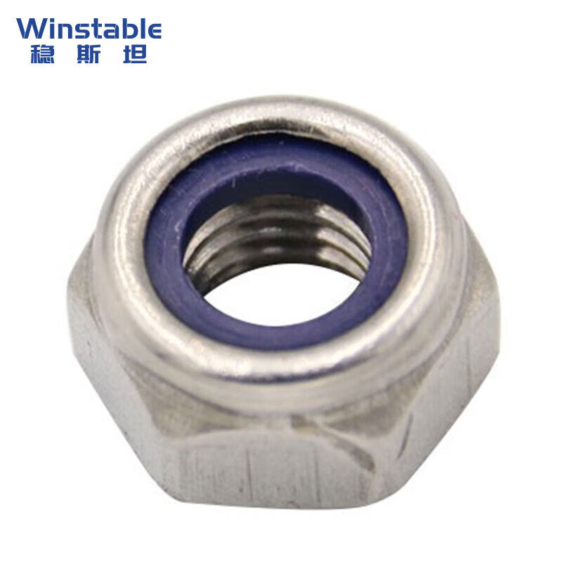 Winstein 304 Stainless Steel Hex Nuts M10 (10 pieces) Nylon Self-Locking Anti-Slip Anti-Loosening Thin Nuts DIN985 WSX260