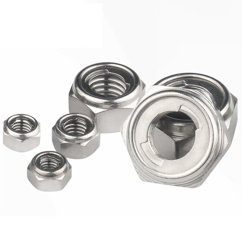 Kaying 304/201 Stainless Steel Metal Anti-Locking Self-Locking Nut, All Metal Hexagonal Locking Nut, M8 [10pcs] 304