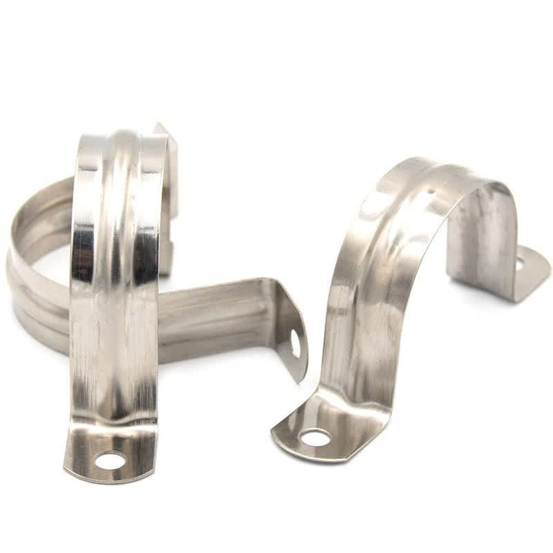 Bingyu BYsy-55 304 Stainless Steel Pipe Clamp, U-Shaped Pipe Clamp, Pipe Hoop, Omka Saddle Clamp Fixing Clip, Diameter 16 (1 piece)
