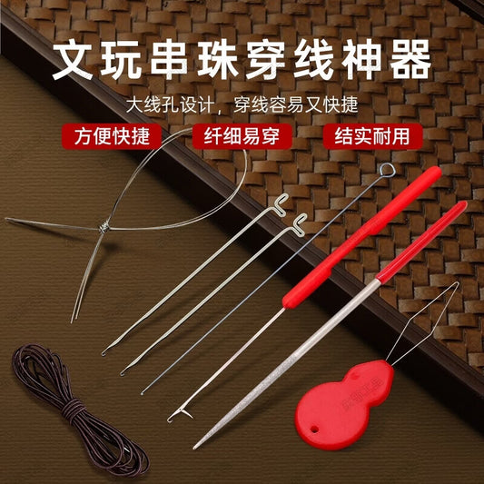 Eastern crafts beading tools, crocheting hooks, and a complete set of tools for threading beads and bracelets, including elastic cords.